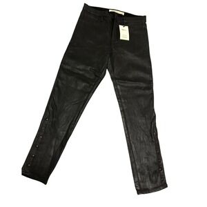 Gap 1969 Inner Cozy Legging Women Size 12 Black Snap moto black waxed jeans goth